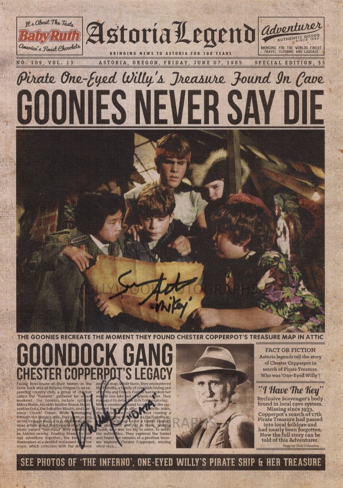 SEAN ASTIN and KE HUY QUAN - Goonies - A3 Newspaper Homage Cover