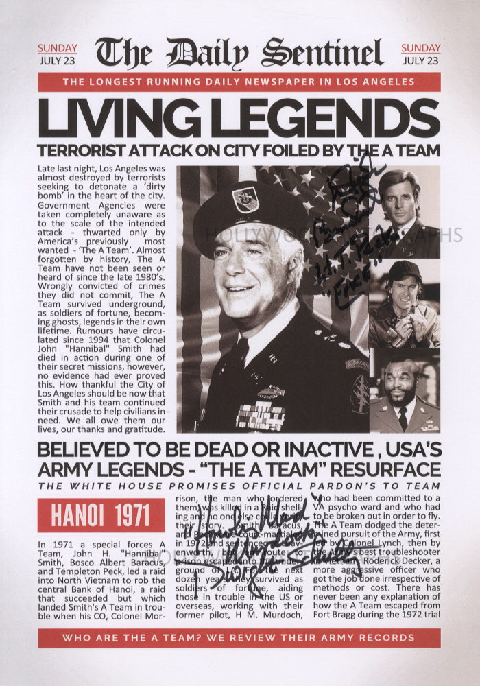 DIRK BENEDICT and DWIGHT SCHULTZ - The A-Team - A3 Newspaper Homage Cover