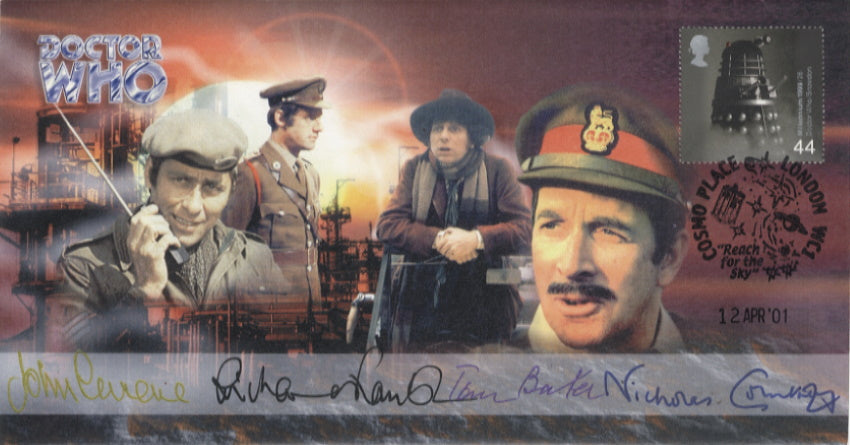 NICHOLAS COURTNEY, TOM BAKER, JOHN LEVENE & RICHARD FRANKLIN - Doctor Who Signed Cover