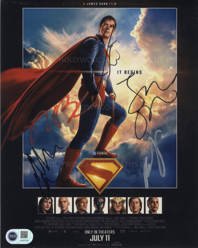 SUPERMAN (2025) MULTI SIGNED CAST PHOTO - 5 Autographs - ACG Certified
