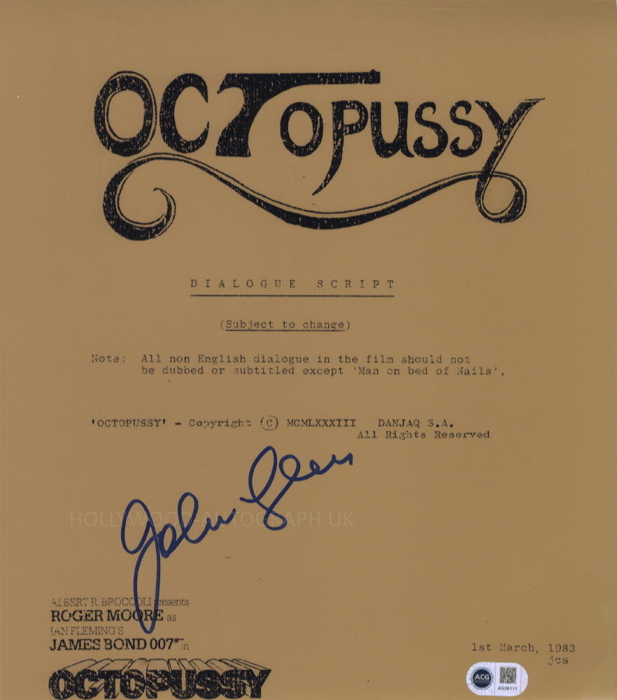 JOHN GLEN - James Bond Director 11"x12.25" - ACG Certified