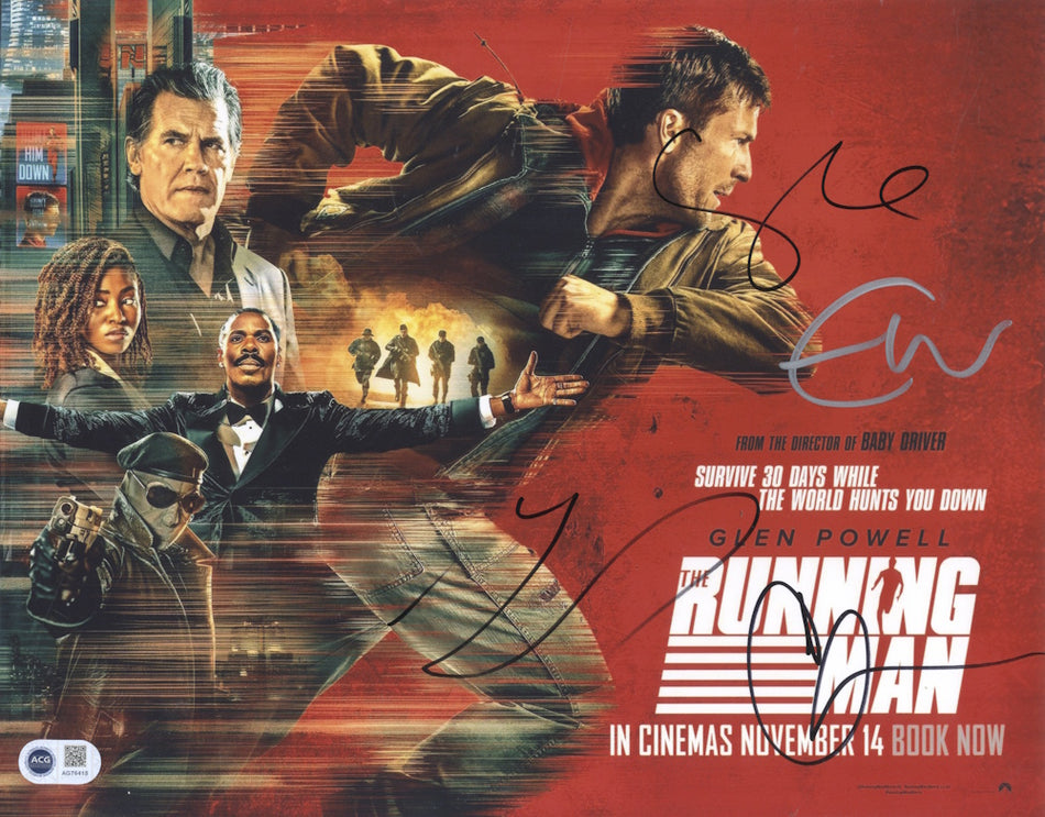 THE RUNNING MAN Multi Signed 11"x 14" - ACG Certified