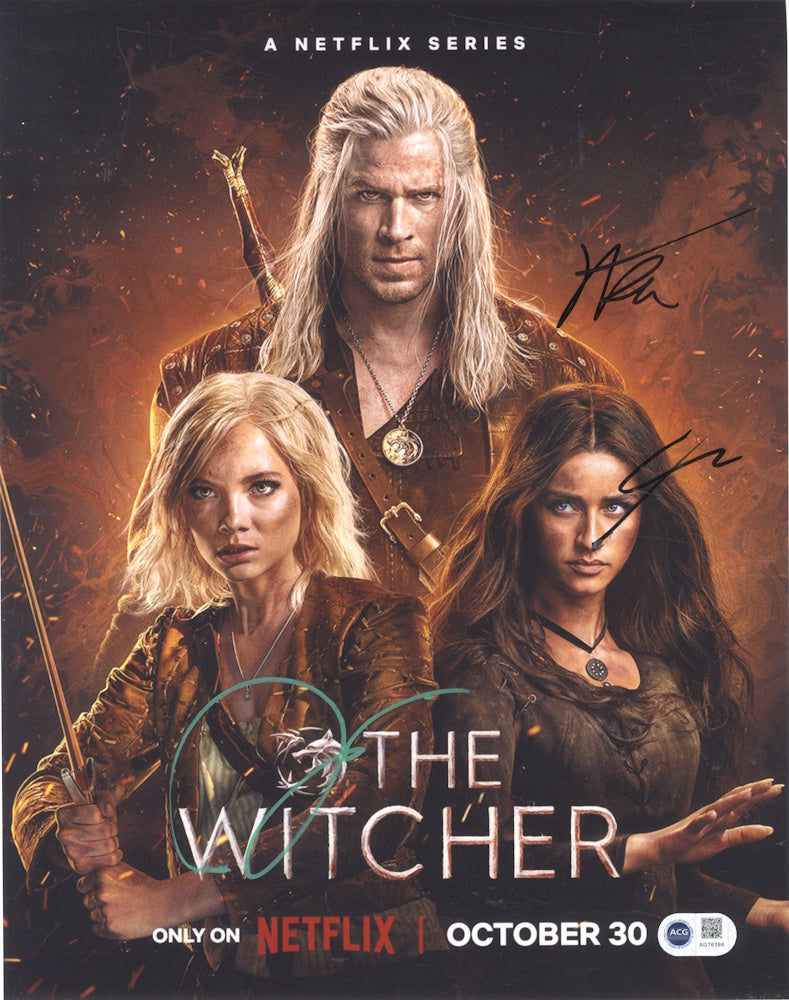 THE WITCHER - Triple Signed 11"x 14" - ACG Certified