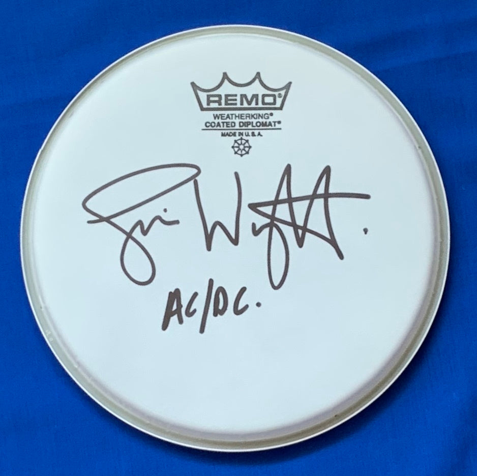 SIMON WRIGHT - AC/DC Signed Drum Head – Hollywood Autographs