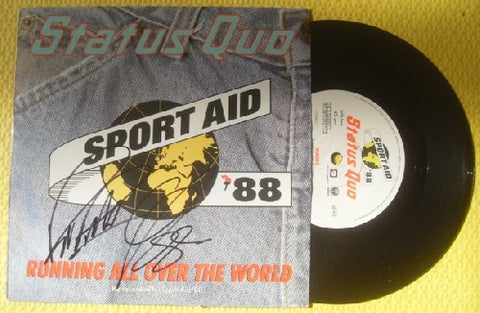 STATUS QUO - Running All Over The World 7&quot; Vinyl - Dual Signed